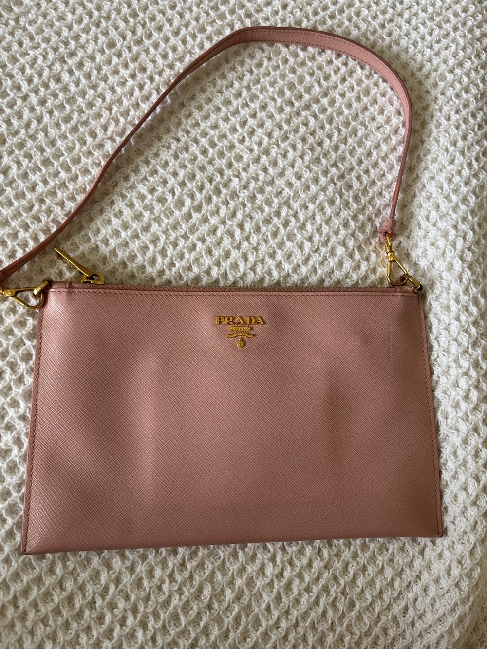 PRADA Rose Saffiano Small Flat Pouch - Picture 3 of 9